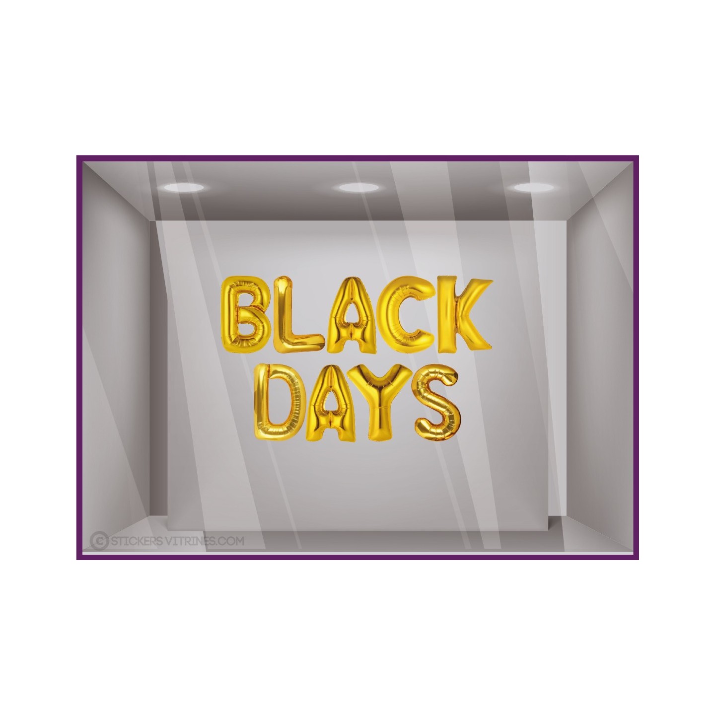 Sticker Ballons Lettres Or Black Days Promotion Soldes Vitrines Commerce Magasin Devanture Vitrine Calicot Boutique Friday
