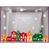 Kit de Stickers Village de Noël MAISONS AGENCES IMMOBILIERES VITROPHANIE VITRES CALICOT DECORATION magasin devanture