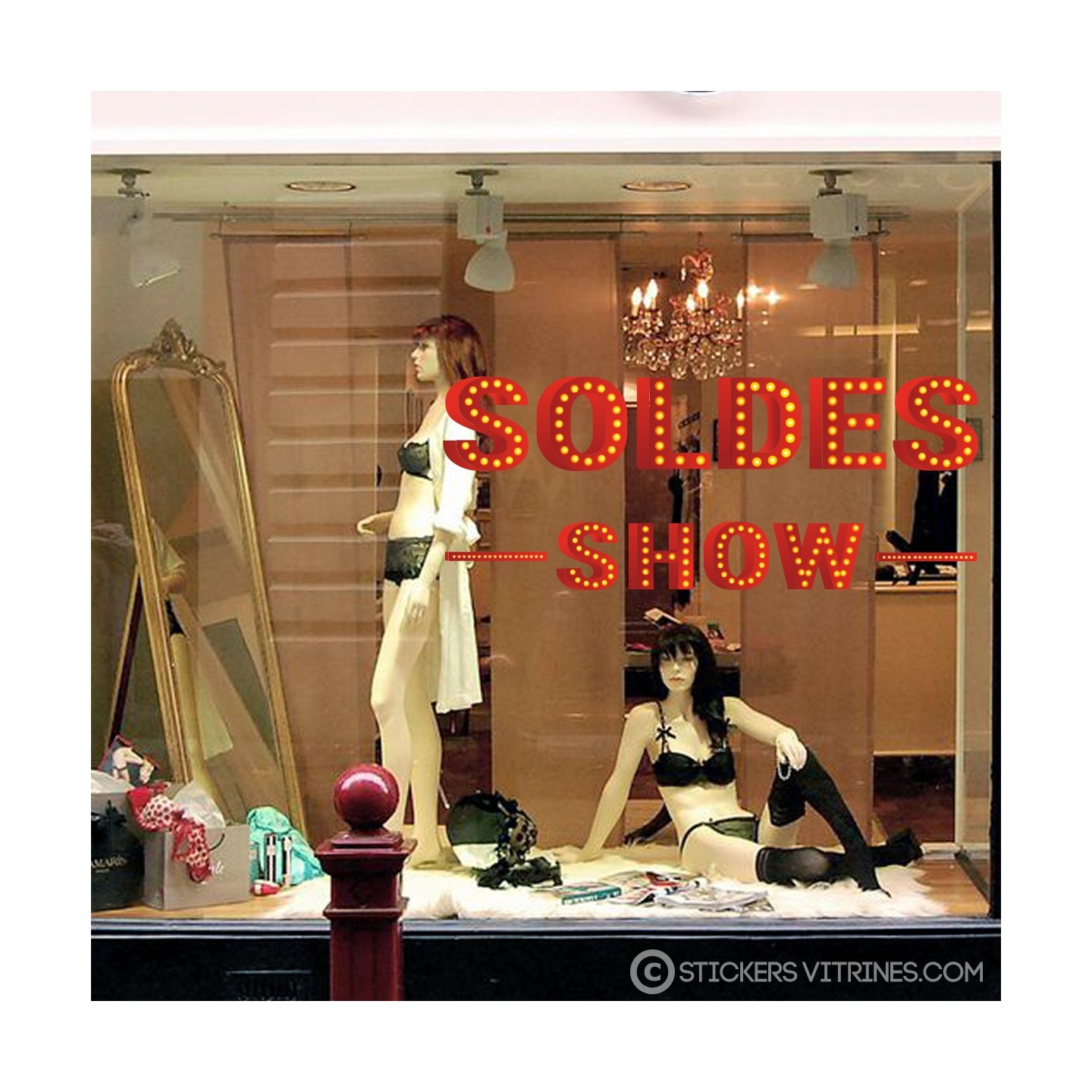 STICKER SOLDES SHOW LETTRAGE ADHESIF VITROPHANIE PAS CHER VITRINE DE MAGASIN BOUTIQUE IMPRIMEUR