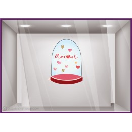 Sticker Globe coeur amour st valentin vitrine idée décoration magasin fournisseur vitrophanie