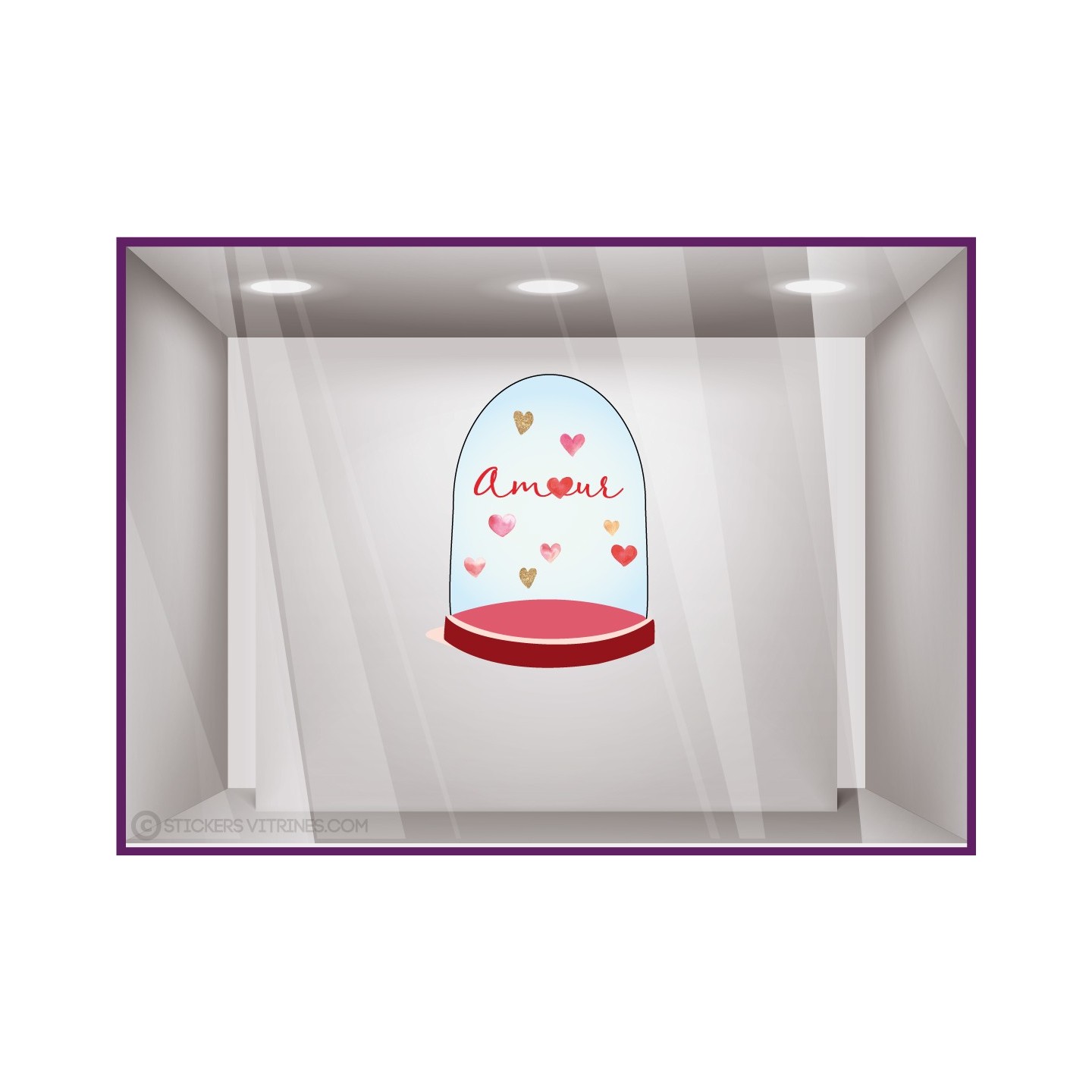 Sticker Globe coeur amour st valentin vitrine idée décoration magasin fournisseur vitrophanie