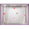 sticker adhesif coeur aquarelle rose rouge paillettes or vitrine magasin vitrophanie calicot fournisseur
