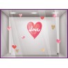 Kit de Stickers Coeurs Love Aquarelle St Valentin vitrine magasin devanture idee deco