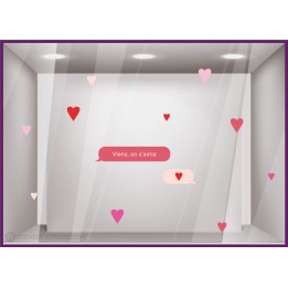 STICKERS SMS MESSAGE ST VALENTIN VIENS ON S AIME AMOUR HUMOUR DECALE COEURS VITRINE MAGASIN