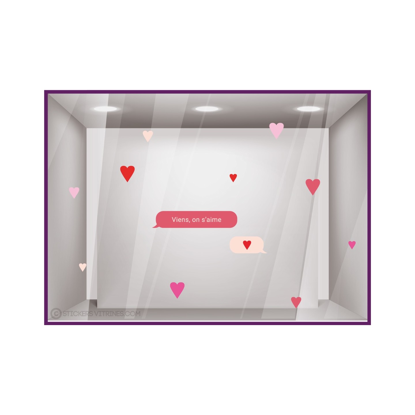 STICKERS SMS MESSAGE ST VALENTIN VIENS ON S AIME AMOUR HUMOUR DECALE COEURS VITRINE MAGASIN