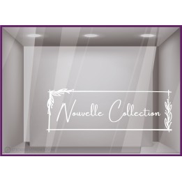 Sticker nouvelle collection cadre floral soldes magasin boutique vitrophanie calicot lettrage adhesif