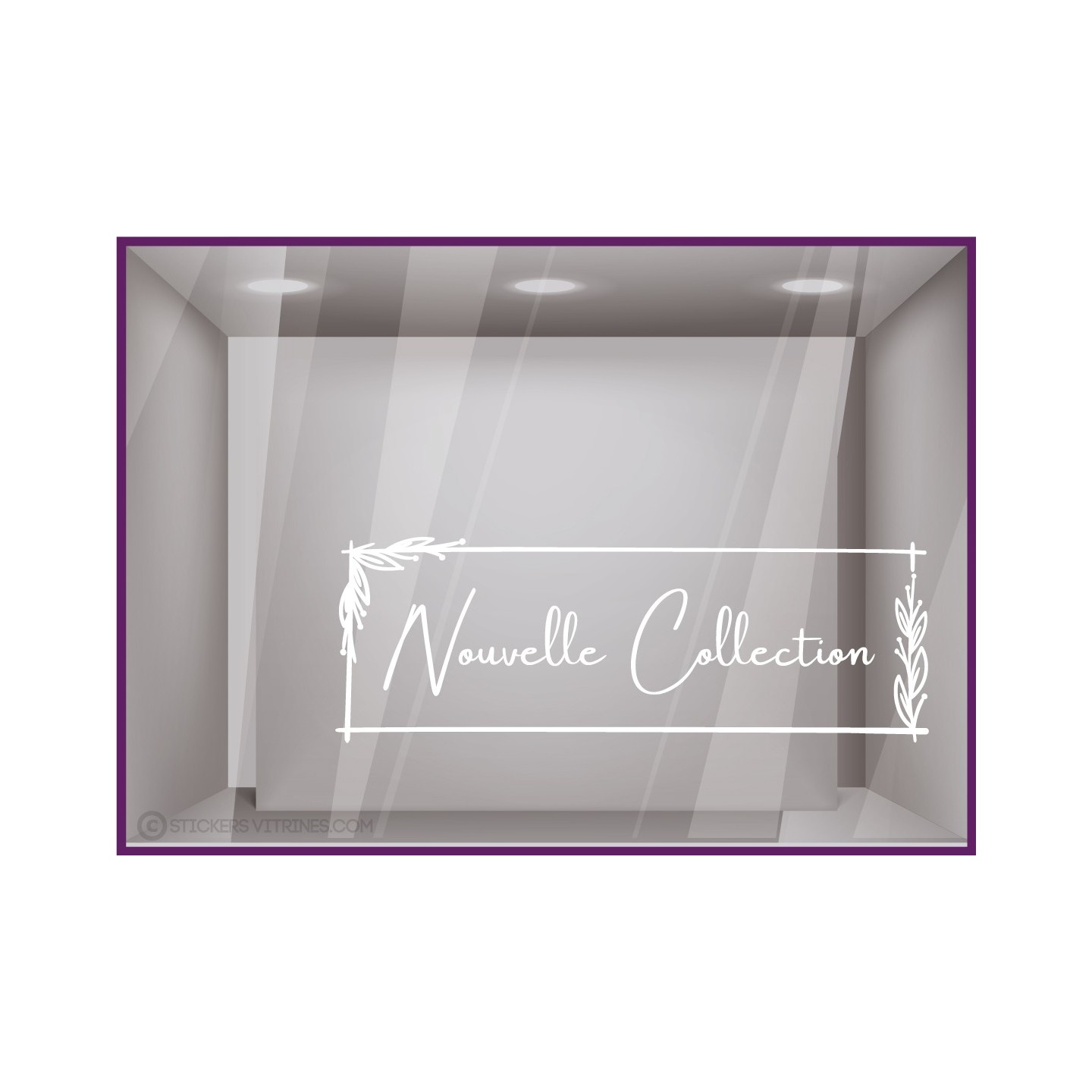 Sticker nouvelle collection cadre floral soldes magasin boutique vitrophanie calicot lettrage adhesif