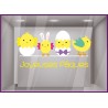 Stickers joyeuses paques poussin poule cocotte vitrophanie boulangerie patisserie chocolatier vitrophanie deco