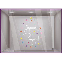 Sticker oeuf joyeuses paques oeuf chocolatier boulangerie patisserie chocolaterie vitrine commerce fleuriste lapin cocotte