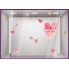 STICKER VITRINE COEUR MAMAN CHERIE  FETE DES MERES DECO MAGASIN VITRE IDEE BOUTIQUE PAILLETTE AQUARELLE FLEURISTE BIJOUTERIE