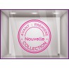 Sticker Tampon Avant-premiere Nouvelle Collection magasin boutique mode vitrine vitrophanie adhesif lettrage vitre