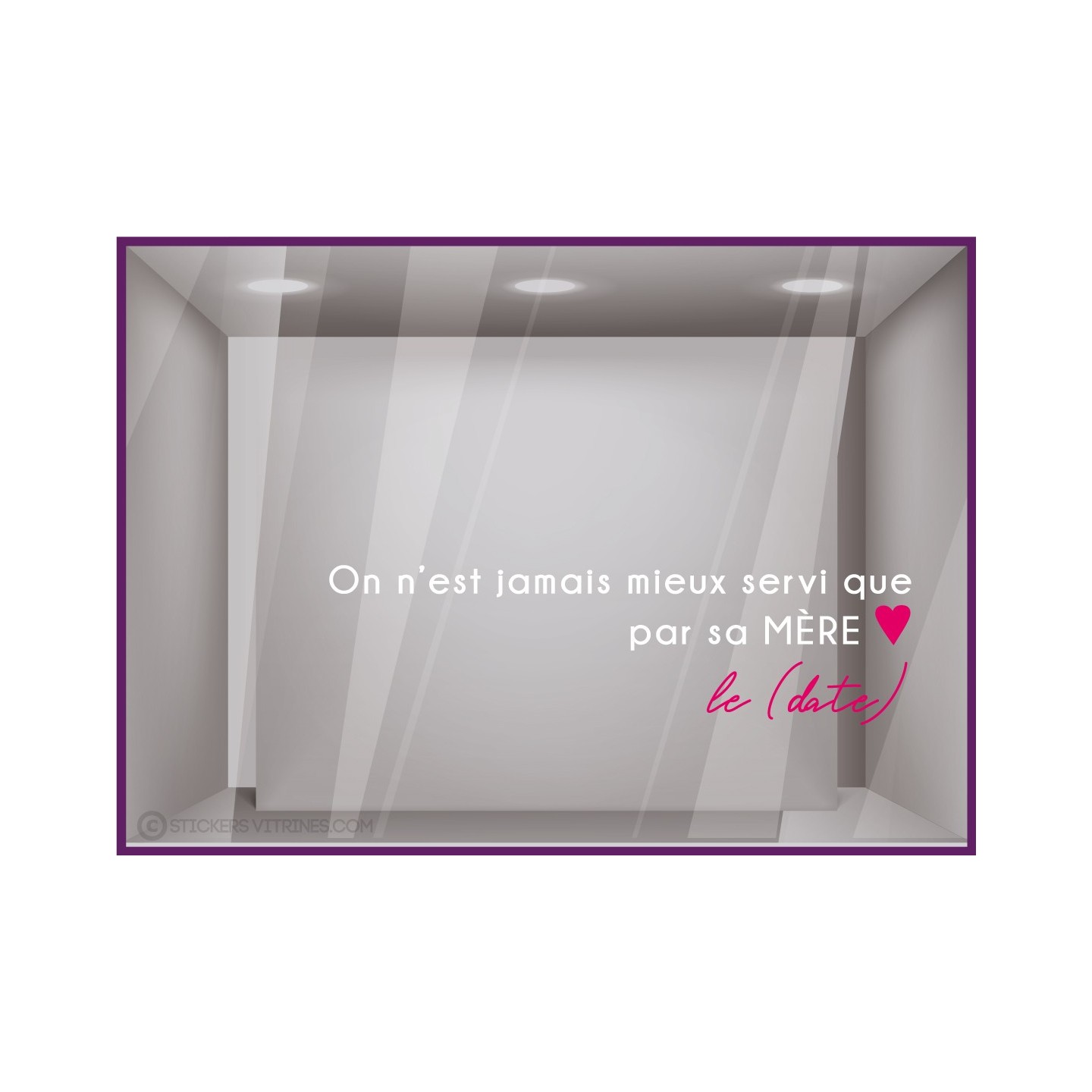 STICKER LETTRAGE ADHESIF COEUR BONNE FETE MAMAN FETE DES MERES  MAGASIN VITRINE COMMERCANT VITROPHANIE