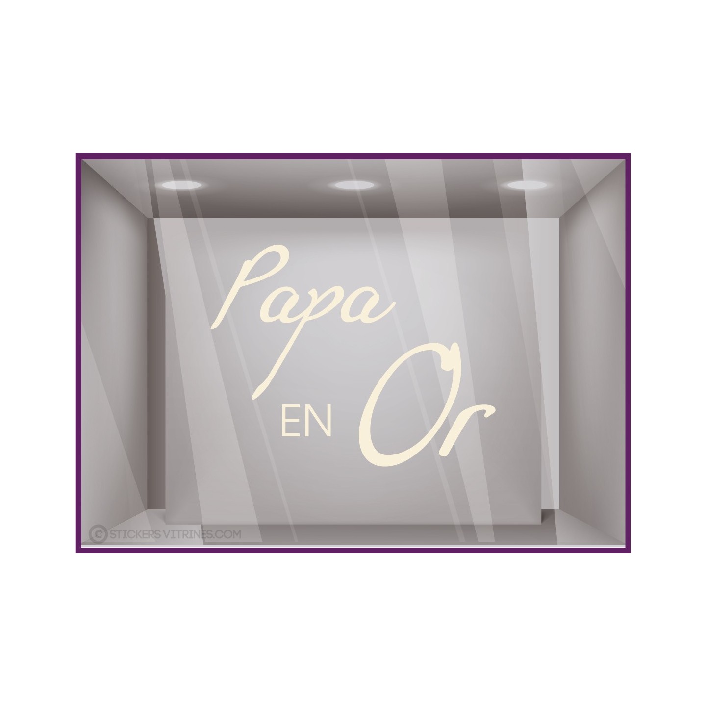 STICKER PAP EN OR FETE DES PERES VITROPHANIE MAGASIN VITRINE IDEE DECO BIJOUTERIE
