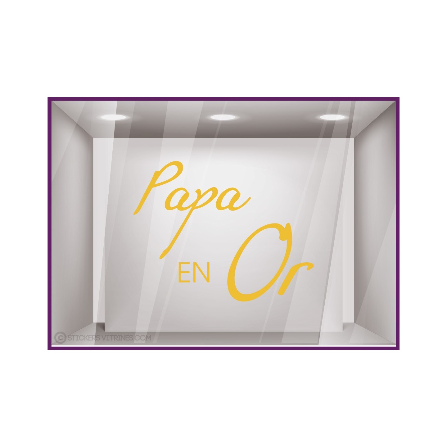 STICKER PAPA EN OR IDDE DECO FETE DES PERES LETTRAGE AUTOCOLLANT BOUTIQUE  VITRE