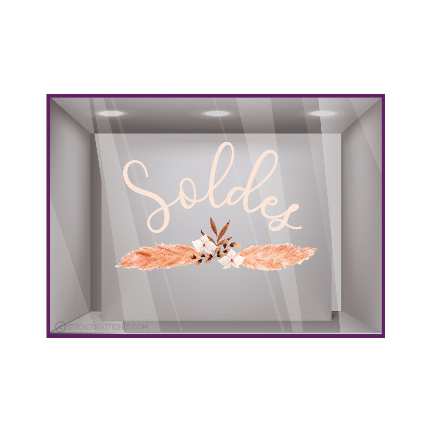 STICKER SOLDES PAMPA VITROPHANIE BIJOUTERIE MAGASIN DE MODE CALICOT FOURNISSEUR