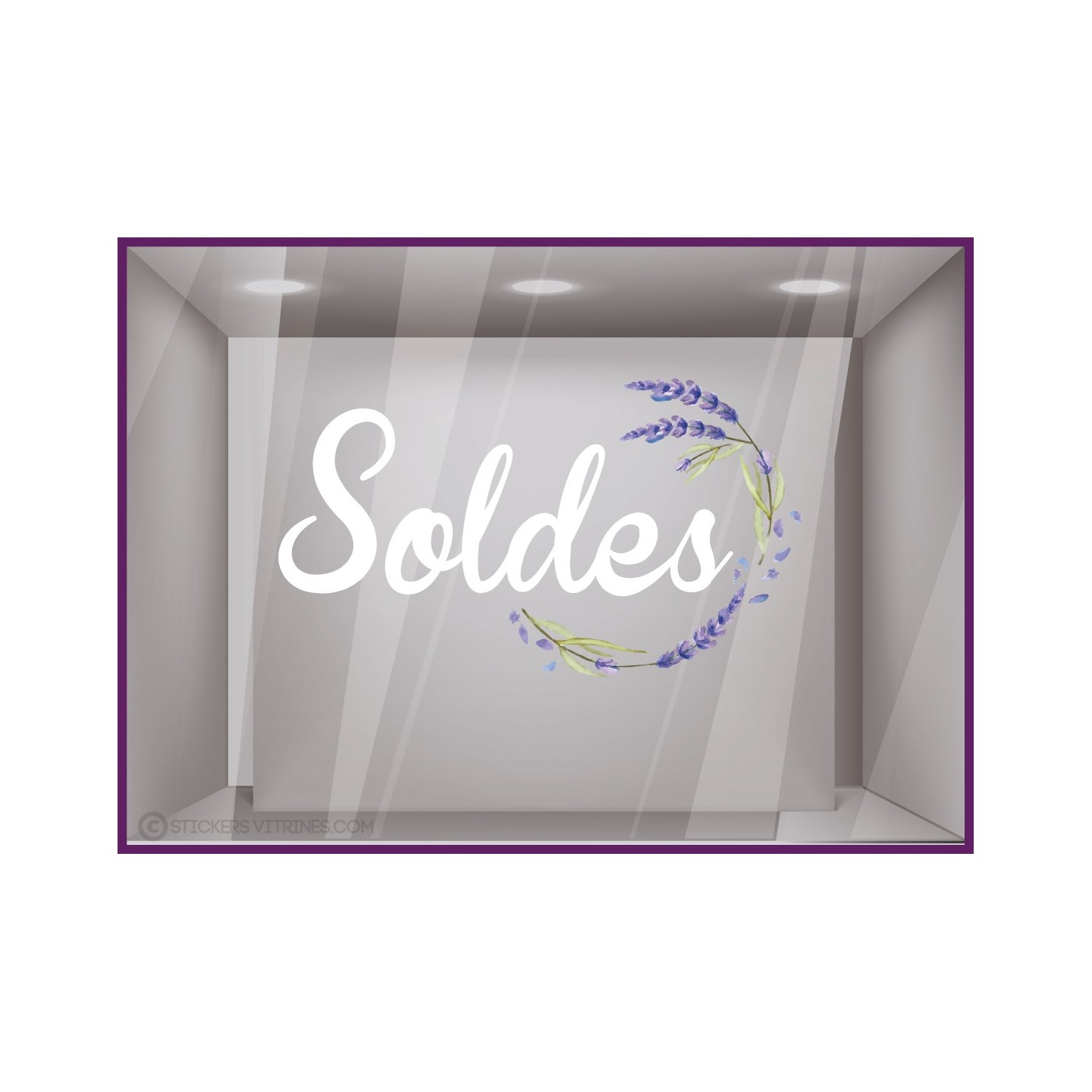 STICKERS SOLDES LAVANDE PROVENCE CALICOT MAGSIN VITROPHANIE BOUTIQUE FOURNISSEUR