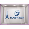ADHESIF-VITRINE-SPORT-COMMERCE-DECORATION-BOUTIQUE-DEVANTURE-FABRICANT-COUPE DU MONDE RUGBY TOUR EIFFEL BLEU