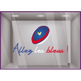 Sticker Allez les Bleus Rugby pour vitrines de magasin de sports Coupe du monde world cup vitrophanie