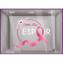 STICKER COURONNE OCTOBRE ROSE ESPOIR CANCER MAGASIN VITRINE DECORATION