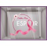 STICKER COURONNE OCTOBRE ROSE ESPOIR CANCER MAGASIN VITRINE DECORATION