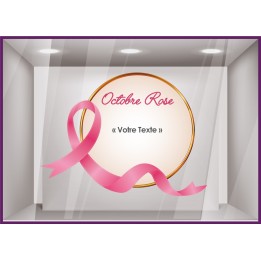 STICKER OCTOBRE ROSE A PERSONNALISER VITRINE MAGASIN VITROPHANIE CALICOT