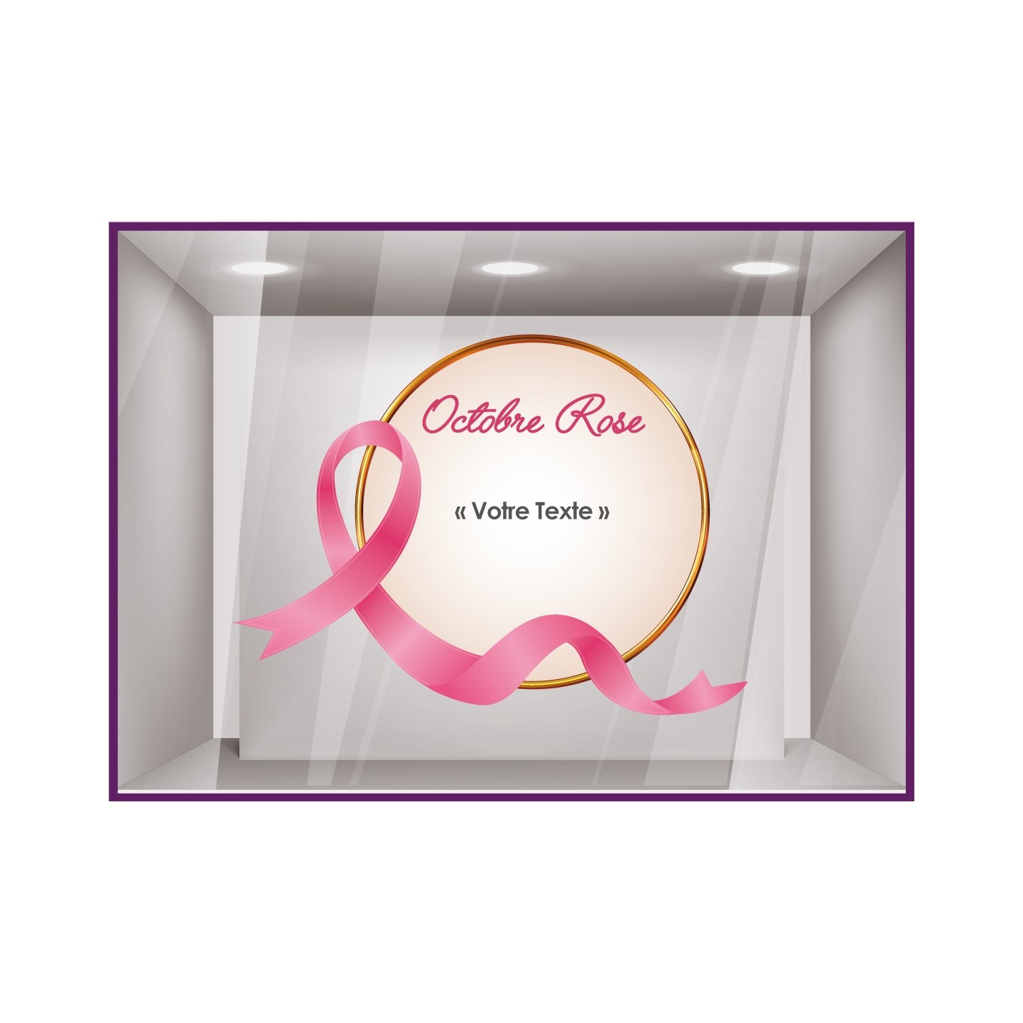 STICKER OCTOBRE ROSE A PERSONNALISER VITRINE MAGASIN VITROPHANIE CALICOT