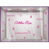 STICKER OCTOBRE ROSE MAGASIN VITRINE DEPISTAGE SENSIBLISATION ESPOIR FUCHSIA COEUR RUBAN