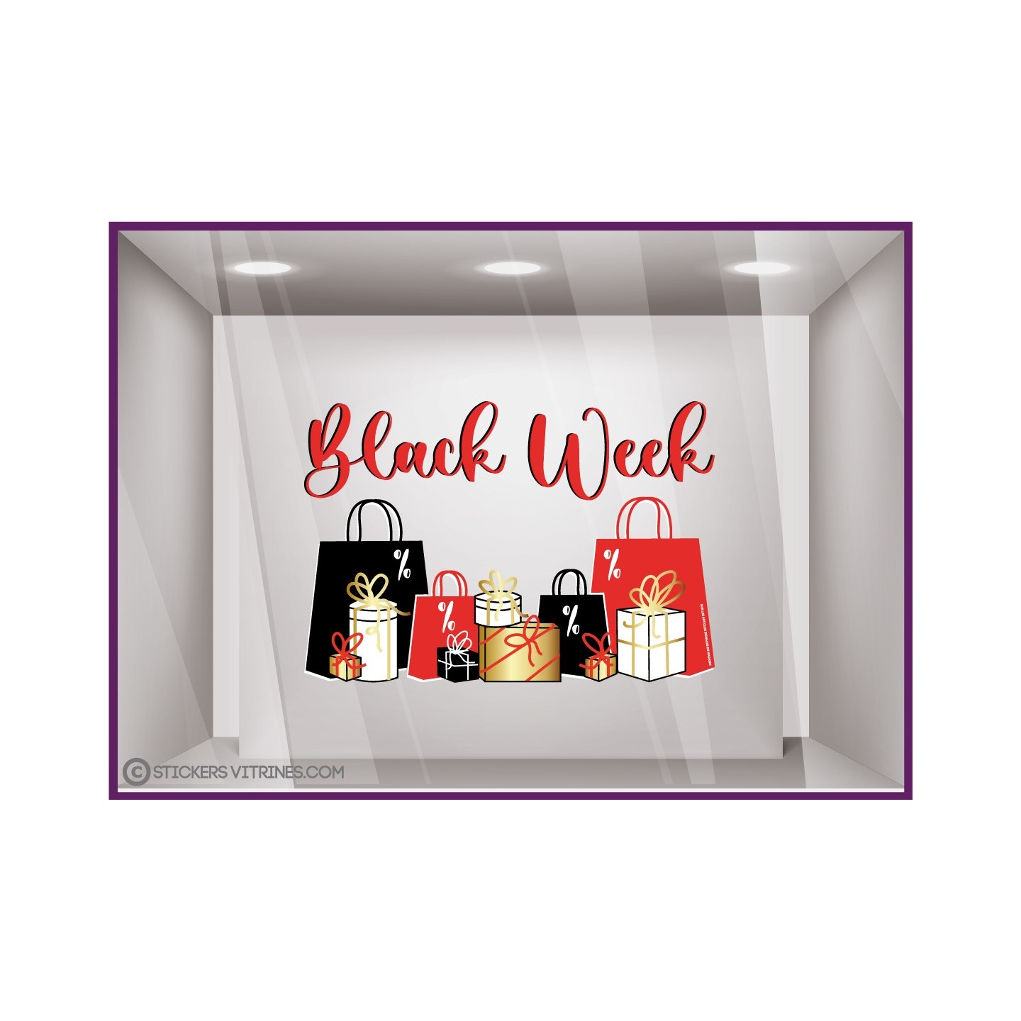 STICKER BLACK WEEK SACS ET CADEAUX VITROPHANIE ENSEIGNE VITRE