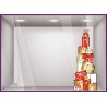 STICKER MONTAGNE CADEAUX ELEGANTS VITROPHANIE NOEL BOUTIQUE VITRINE MAGASIN OR ROUGE AUTOCOLLANT  GEANT