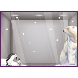 STICKERS OURS POLAIRE PINGOUINS AQUARELLE NOEL CALICOT VITROPHANIE BOUTIQUE VITRINE MAGASIN DECORATION ANIMAUX BANQUISE