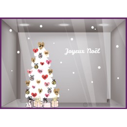 STICKERS SAPIN COEUR CALENDRIER DE L'AVENT NOEL CADEAUX CALICOT VITROPHANIE BOUTIQUE VITRINE MAGASIN JOYEUX DEVANTURE DECORATION