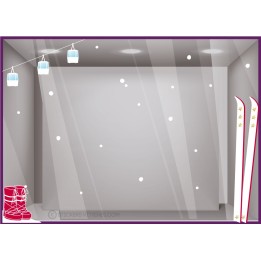 Stickers Après Ski Noel fêtes Vitrines Commerce Magasin Devanture Vitrine Calicot Boutique