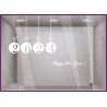 Kit de Stickers Happy New Year VITROPHANIES DEVANTURE MAGASIN calicot boule noel commerce mode boulangerie