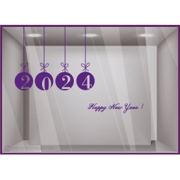 Kit de Stickers Happy New Year VITROPHANIES DEVANTURE MAGASIN calicot boule noel commerce mode boulangerie