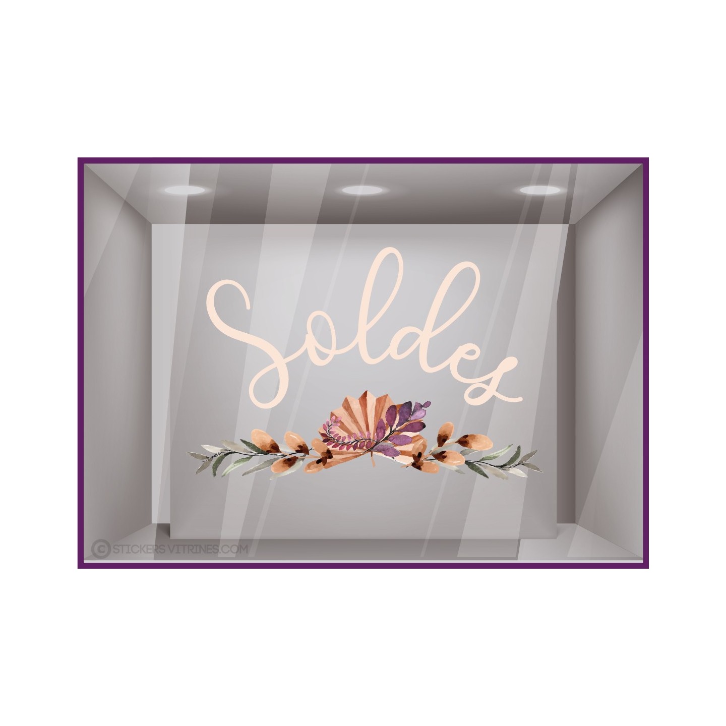 STICKER SOLDES BRANCHES PAMPAS VITROPHANIE BOUTIQUE MAGASIN COMMERCE ADHESIF
