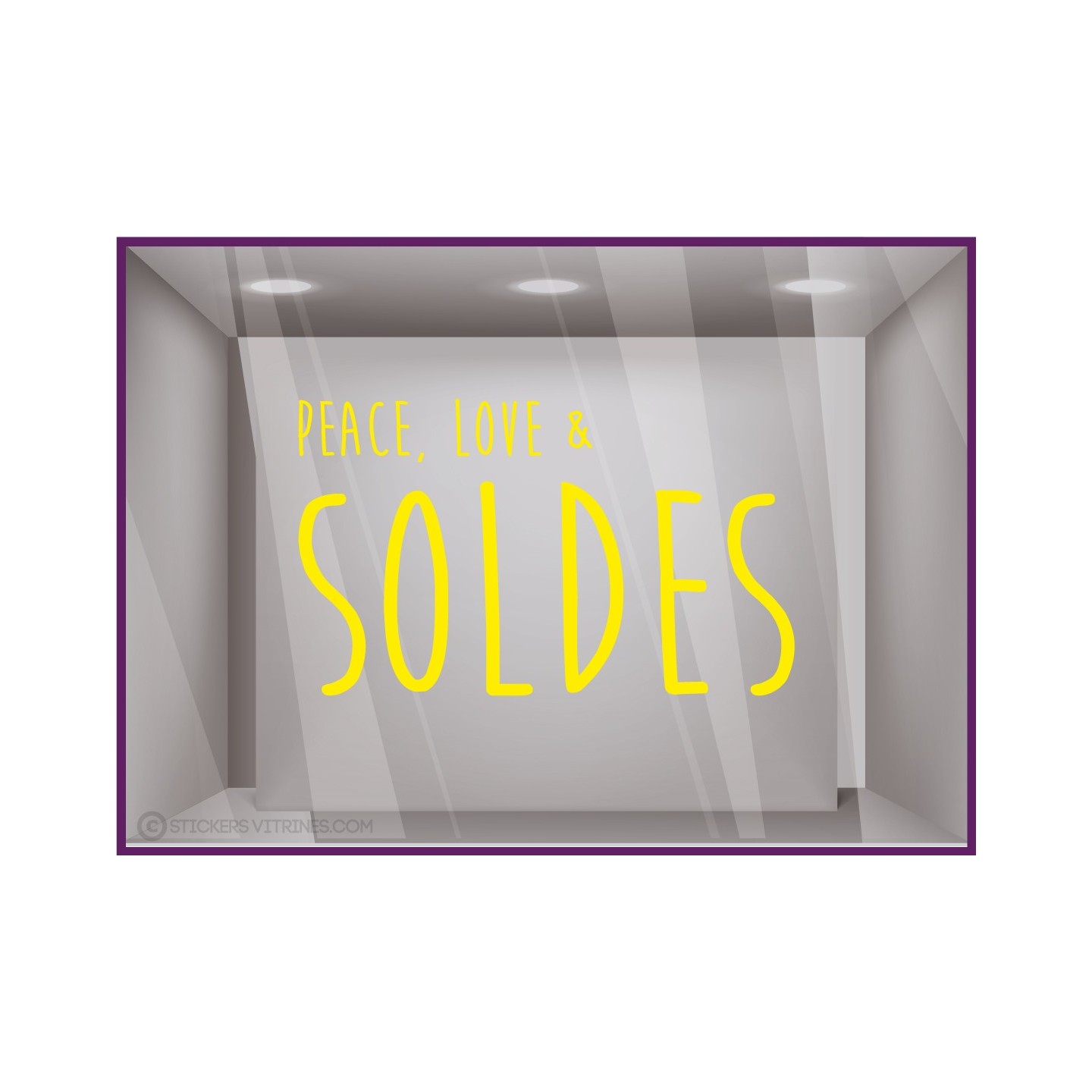 STICKER SOLDES PEACE LOVE  VITROPHANIE BOUTIQUE MAGASIN COMMERCE ADHESIF