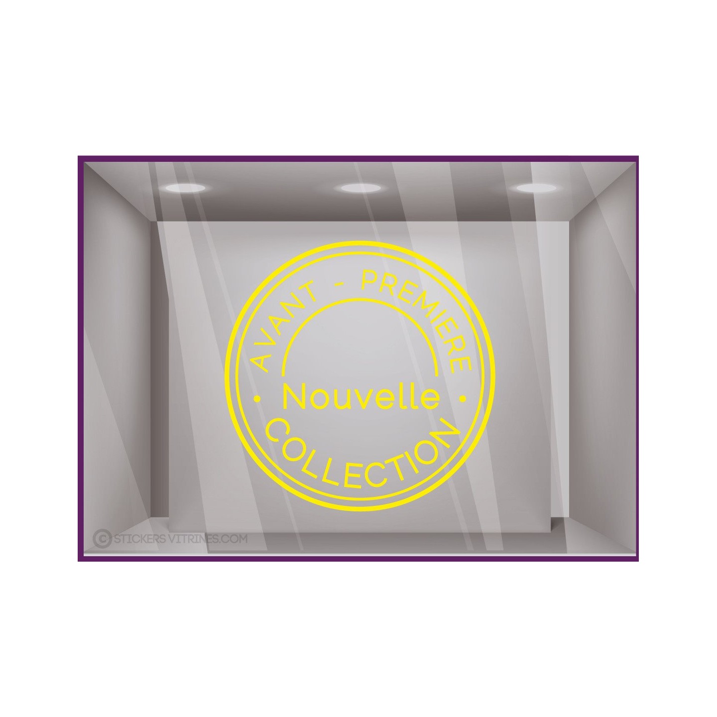 Sticker Tampon Avant-premiere Nouvelle Collection magasin boutique mode vitrine vitrophanie adhesif lettrage vitre