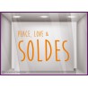 STICKER SOLDES PEACE LOVE  VITROPHANIE BOUTIQUE MAGASIN COMMERCE ADHESIF