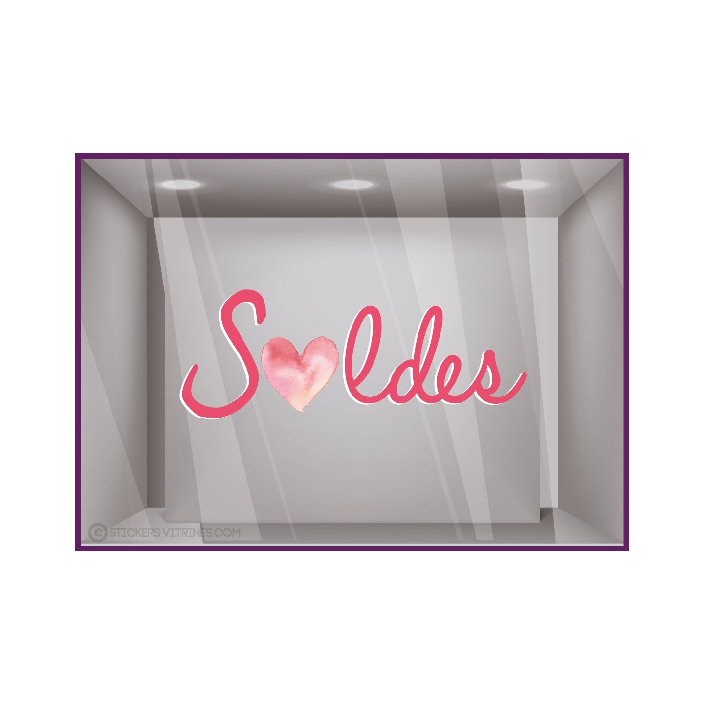 STICKER SOLDES PETIT COEUR VITROPHANIE BOUTIQUE MAGASIN COMMERCE ADHESIF