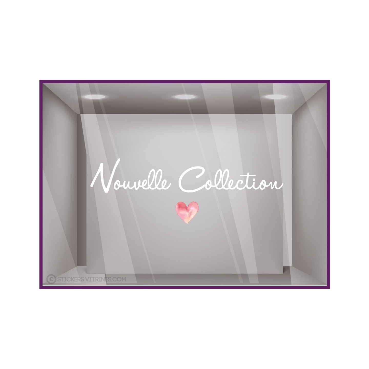 STICKER NOUVELLE COLLECTION PETIT COEUR VITROPHANIE BOUTIQUE MAGASIN COMMERCE ADHESIF