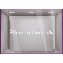Sticker nouvelle collection petite feuille soldes magasin boutique vitrophanie calicot lettrage adhésif