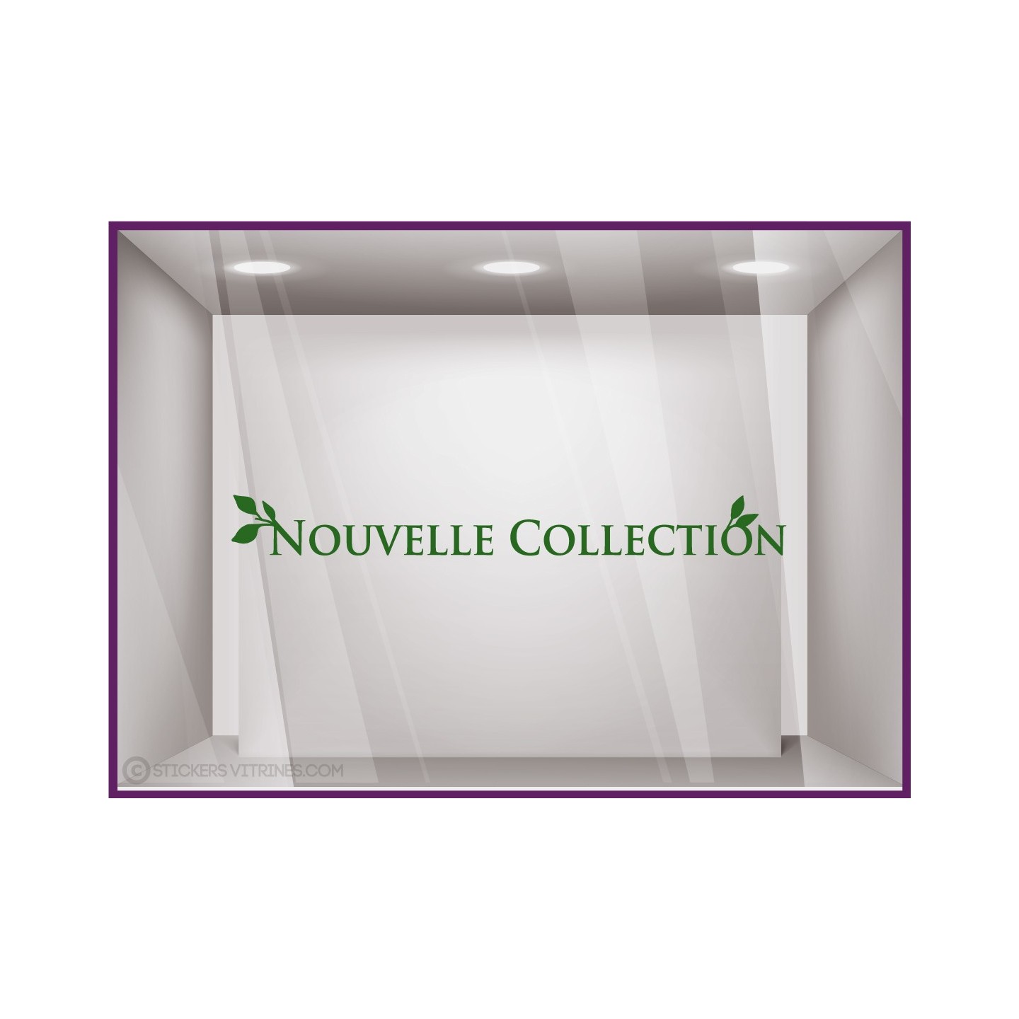 STICKER NOUVELLE COLLECTION FEUILLE ADHESIF BOUTIQUE MAGASIN VITROPHANIE COMMERCE VITRINES