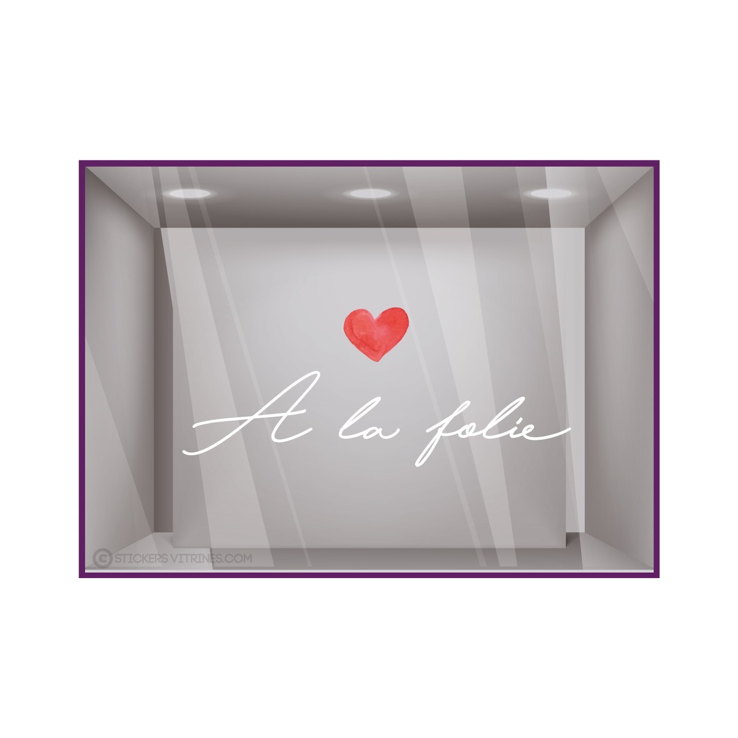 STICKER A LA FOLIE COEUR SAINT VALENTIN ADHESIF BOUTIQUE COMMERCE CHOCOLATIER FLEURISTE JE T'AIME