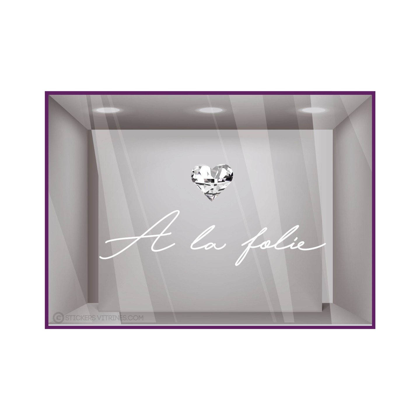 STICKER A LA FOLIE COEUR SAINT VALENTIN CALICOT GEANT BOUTIQUE COMMERCE DEVANTURE BIJOUTERIE