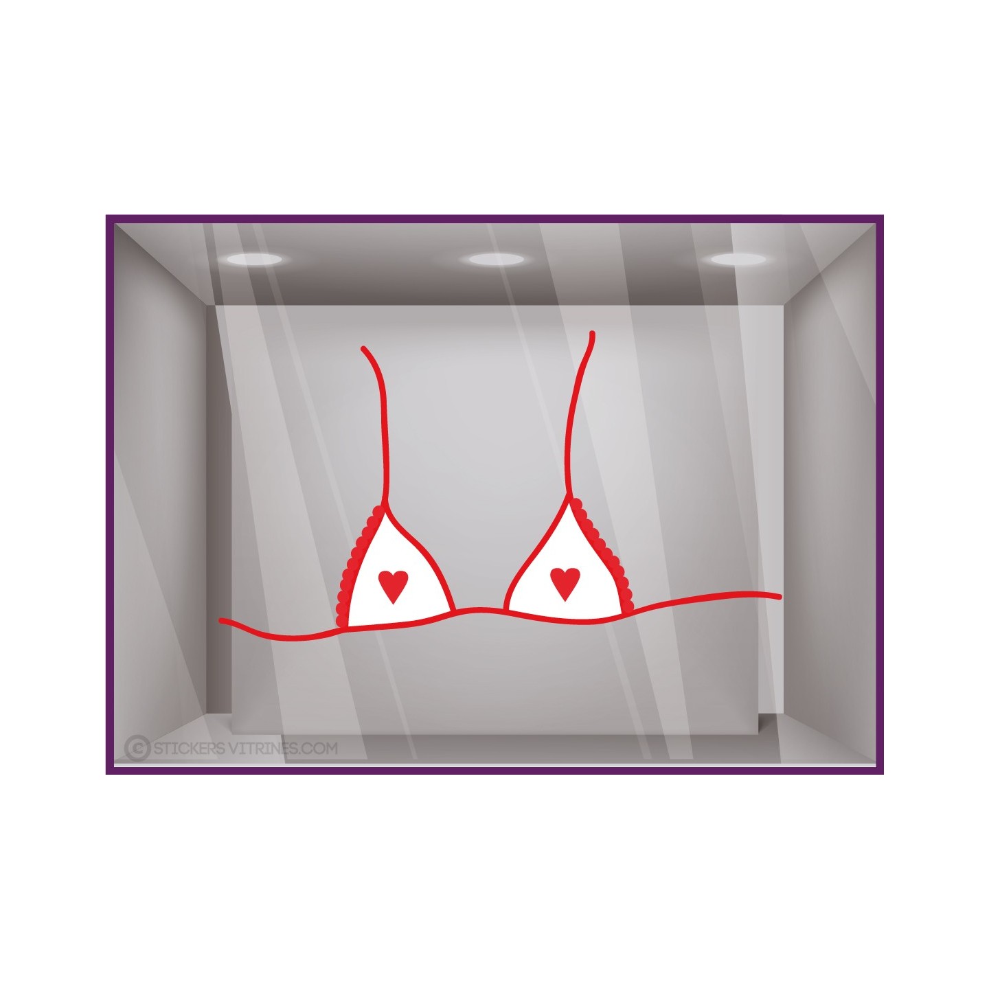STICKER SOUTIEN GORGE COEURS SAINT VALENTIN VITROPHANIE BOUTIQUE COMMERCE DEVANTURE LINGERIE