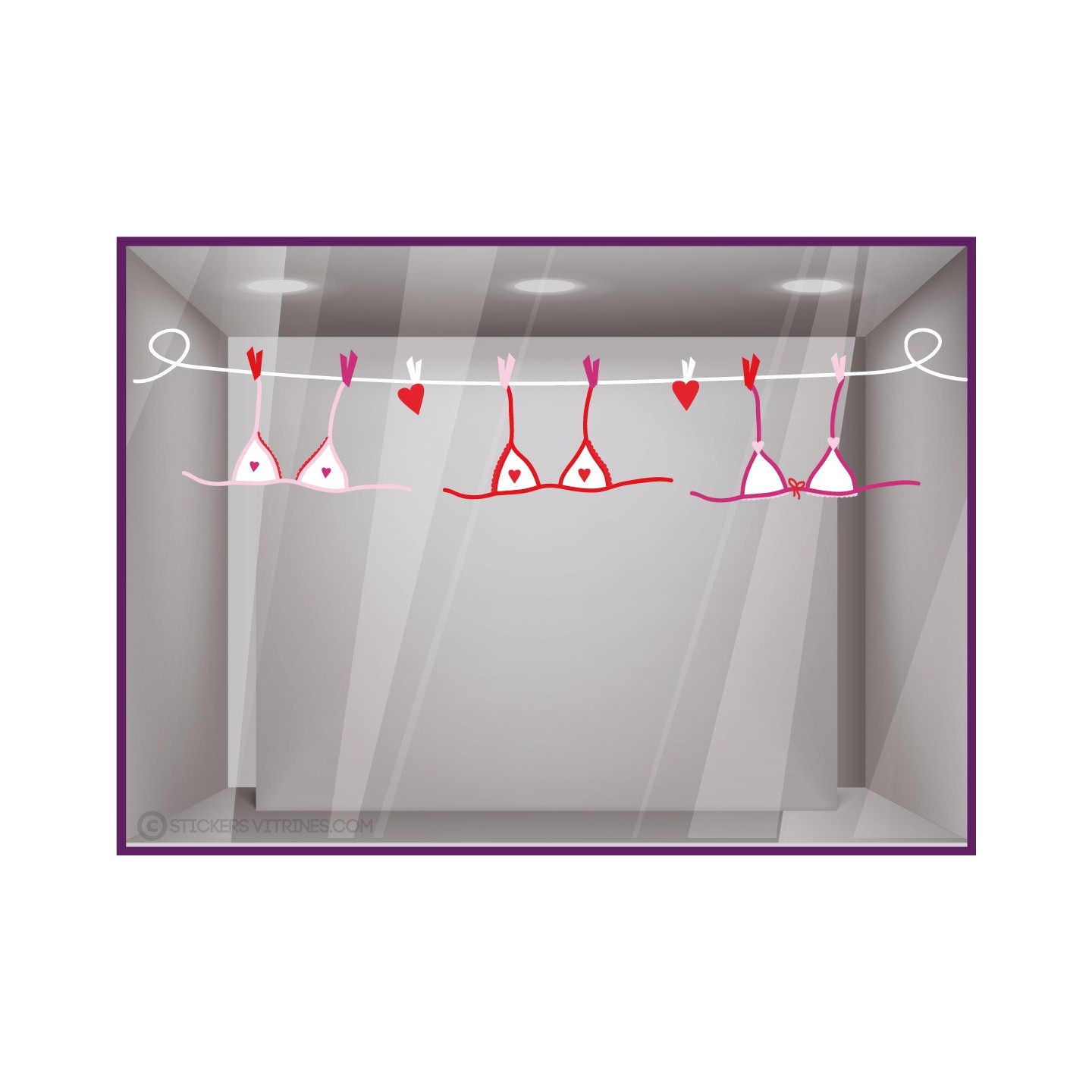 KIT DE STICKERS GUIRLANDE DE SOUTIEN GORGES VITROPHANIE SAINT VALENTIN BOUTIQUE COMMERCE