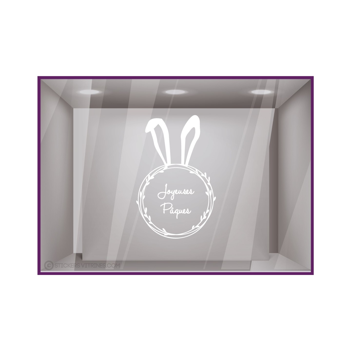 STICKER COURONNE PAQUES LAPIN BOULANGERIE PATISSERIE EPICERIE