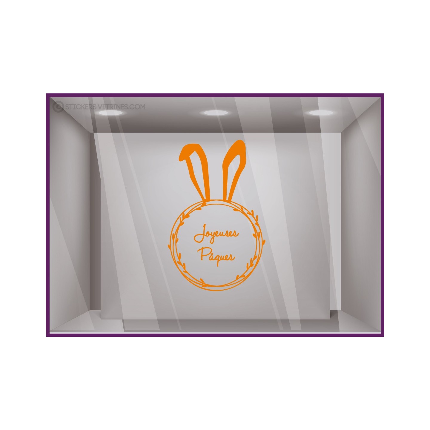 STICKER COURONNE PAQUES BOUTIQUE LAPIN BOULANGERIE PATISSERIE EPICERIE