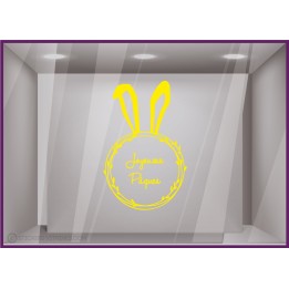 STICKER COURONNE LAPIN JOYEUSES PAQUES BOULANGERIE CHOCOLATIER DECORATION