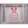 Sticker Couronne Joyeuses Pâques Lapin pour devanture de boulangerie